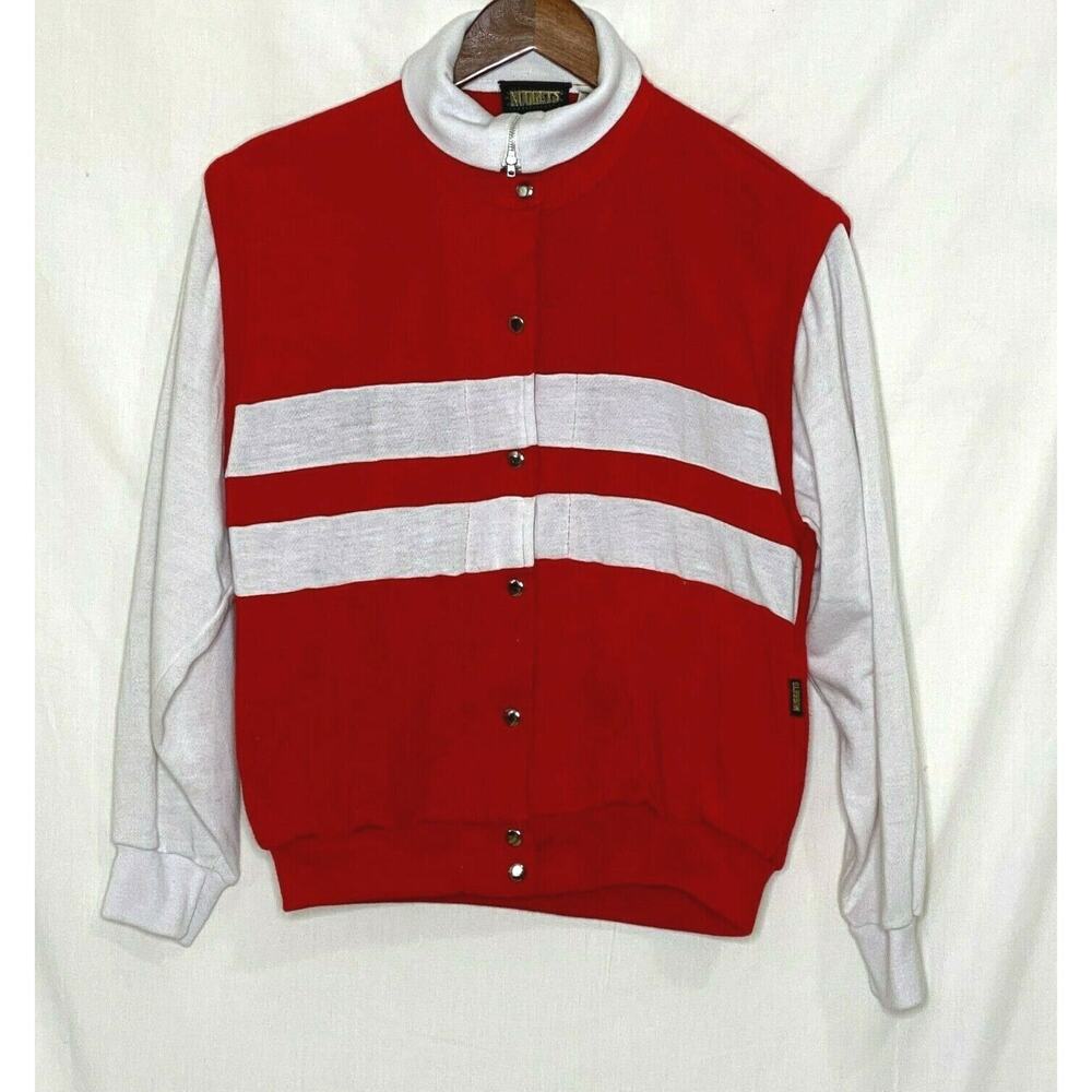 1980s Sweatshirt Jacket Shacket Snap Front 1/4 Zip Up Slip Pockets Nuggets Brand